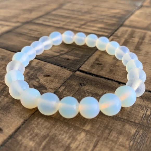 8mm Opal Chakra Stretch Bead Bracelet - Picture 4 of 7